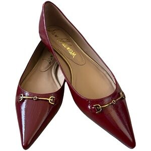 Sam Edelman Nori Leather Pointed Tie Flats Cabernet Red Size 8 NWOT